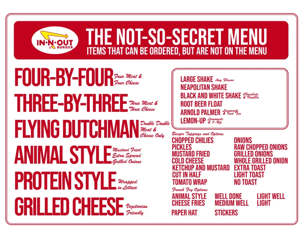 In-N-Out Burger Not-So-Secret Menu 2025